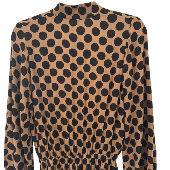 Rachel Pally Rayon Dana Dress Polka Dot Tan Black Size Medium - Picture 10 of 13